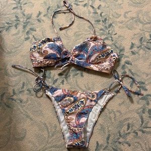 Pink paisley pattern bikini